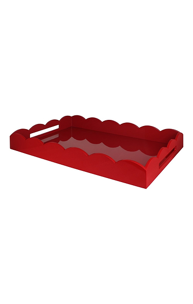 Chambray Large Lacquered Scallop Ottoman Tray