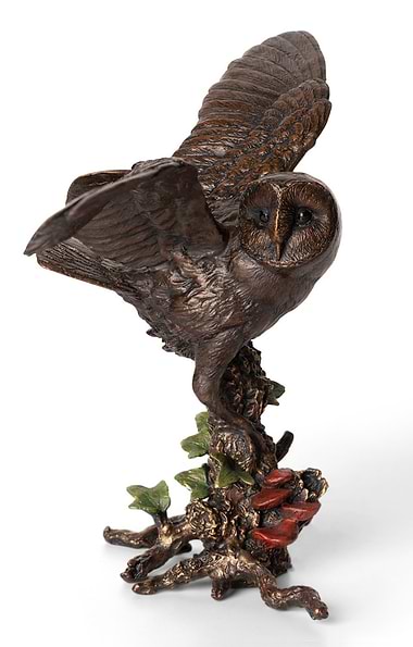 Michael Simpson Barn Owl with Ivy Bronze Sculpture
