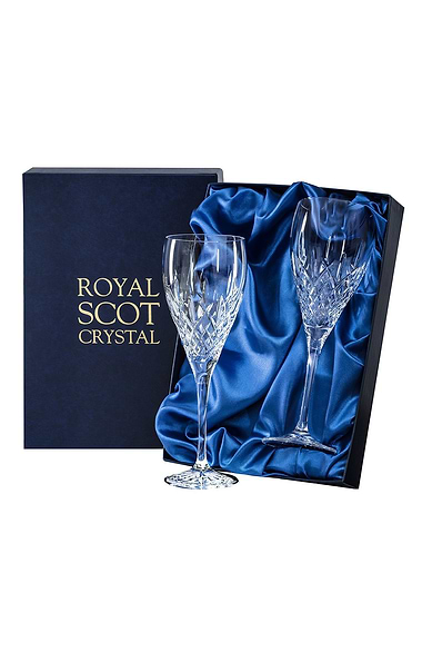 Royal Scot Crystal London Two Large Wine Glasses