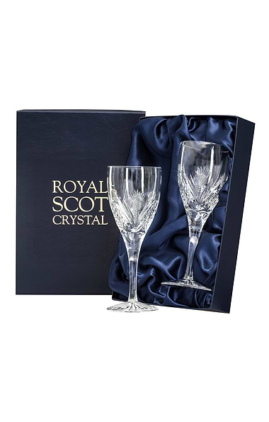 Royal Scot Crystal London Two Large Wine Glasses