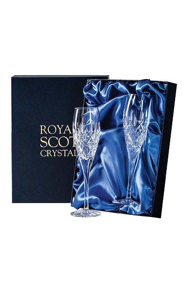 Royal Scot Crystal Edinburgh Two Champagne Flutes
