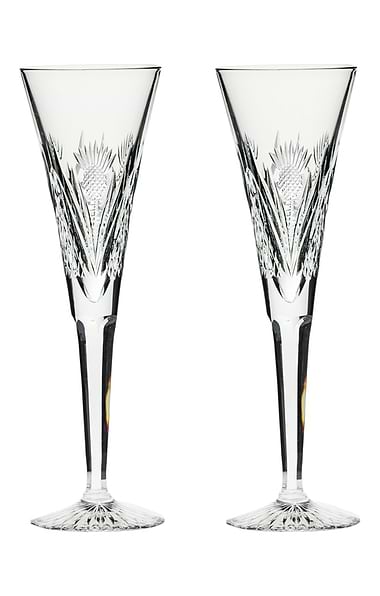 Royal Scot Crystal Edinburgh Two Champagne Flutes