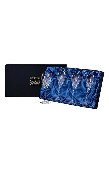 Royal Scot Crystal London Set of Four Large Wine Glasses