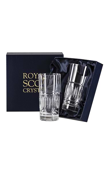 Royal Scot Crystal Art Deco Two Tall Tumblers