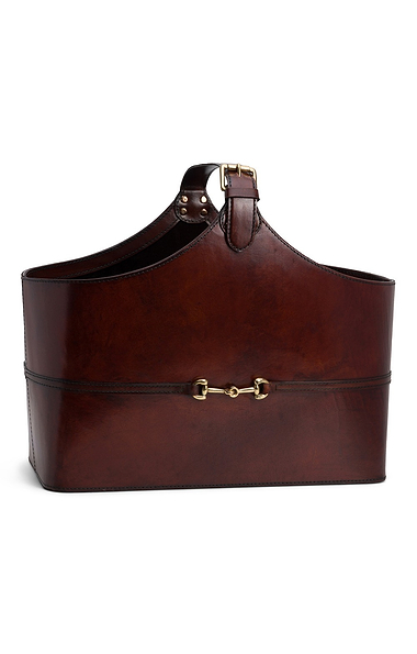 Leather Magazine Basket