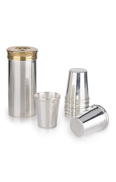 Set of Eight Stirrup Shot Cups & Cartridge Holder