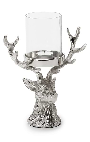 Mini Stag Head Hurricane Lantern