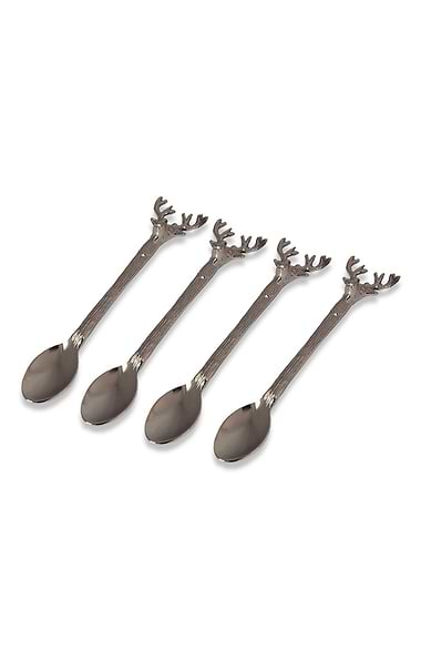 Set of Four Stag Head Coffee Spoons