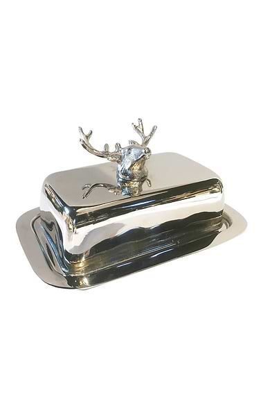 Large Stag Traditional Butter Dish