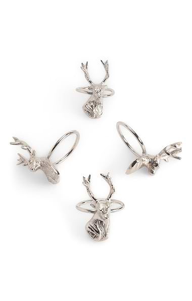 Set of Four Stag Napkin Rings