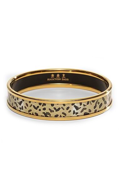 Halcyon Days Leopard Print Enamel and Gold Plate Bangle