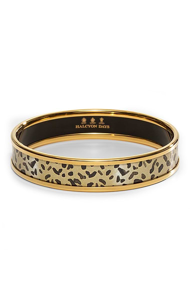 Halcyon Days Leopard Print Enamel and Gold Plate Bangle