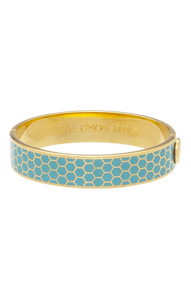 Ladies Halcyon Days Gold-Plated 13mm Hinged Honeycomb Bangle