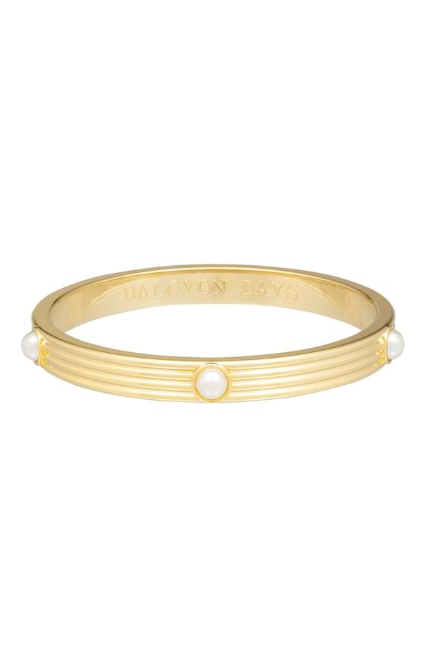 Ladies Halcyon Days Ribbed Cabochon Bangle