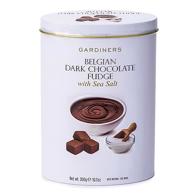 Gardiners Belgian Chocolate & Sea Salt Fudge Tin 300g