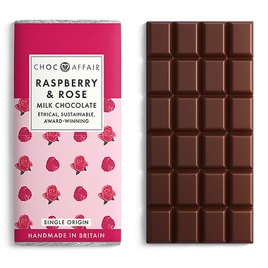 Choc Affair Raspberry & Rose Milk Chocolate 90g