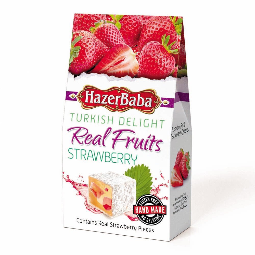 Hazer Baba Real Fruits Strawberry Turkish Delight Carton 100g
