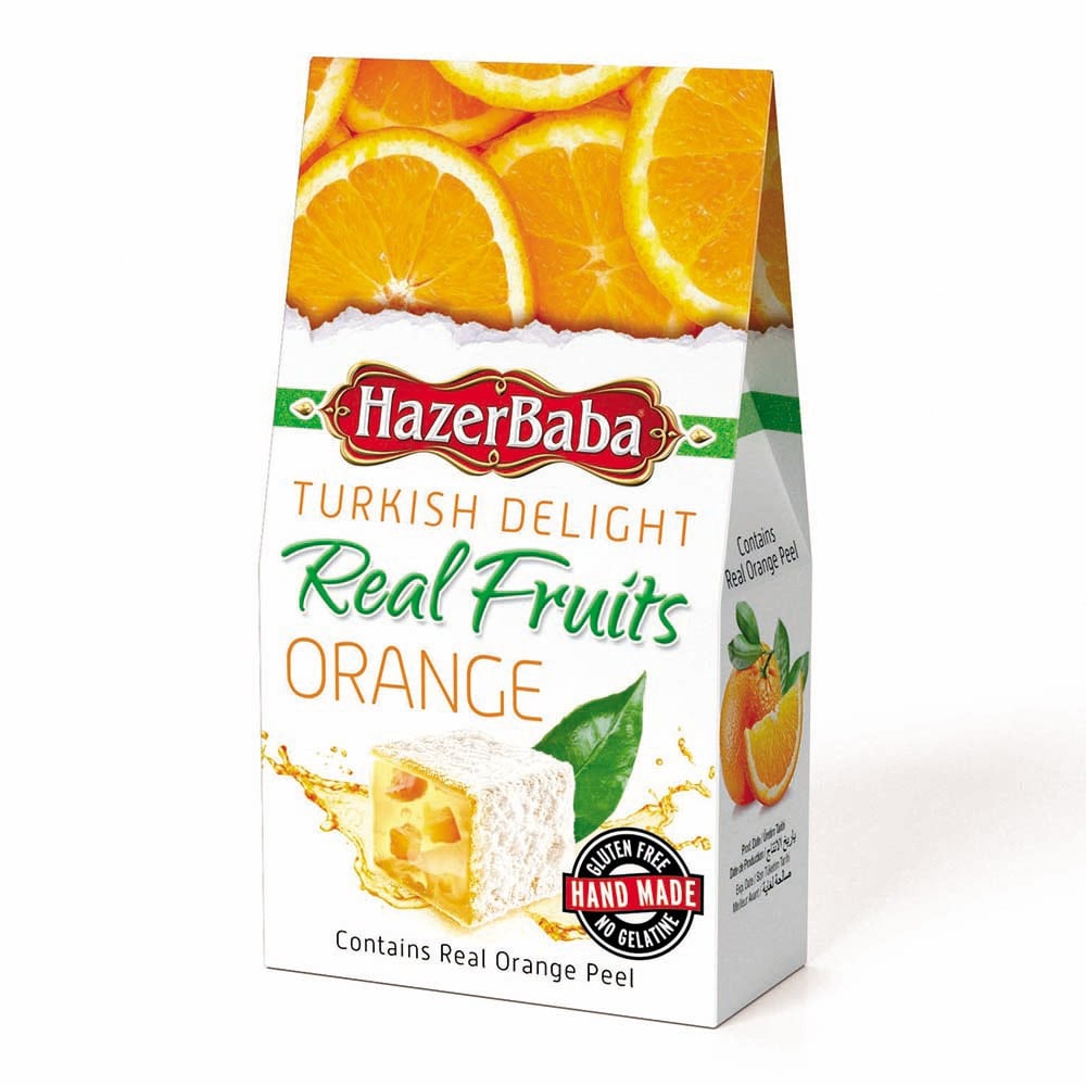 Hazer Baba Real Fruits Orange Turkish Delight Carton 100g