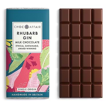 Choc Affair Rhubarb Gin Milk Chocolate 90g