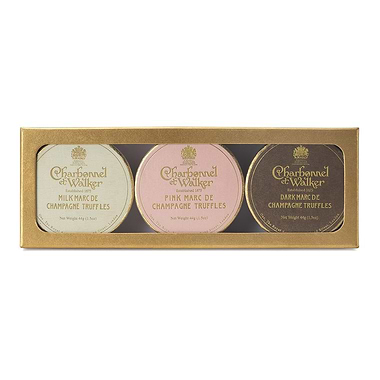 Charbonnel Et Walker Dark, Milk And Pink Marc De Champagne Mini Truffle Trio Gift Set
