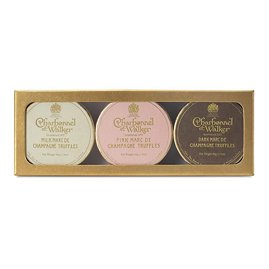 Charbonnel Et Walker Dark, Milk And Pink Marc De Champagne Mini Truffle Trio Gift Set