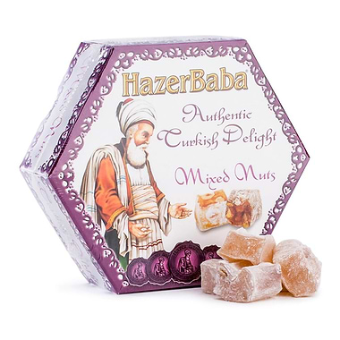 Hazer Baba Mixed Nut Turkish Delight Hexagon Carton 250g