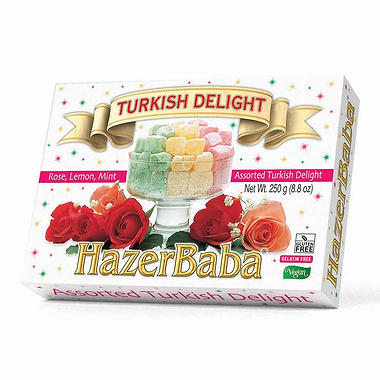 Hazer Baba Rose, Lemon and Mint Turkish Delight Carton 250g