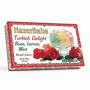 Hazer Baba Rose, Lemon and Mint Turkish Delight Carton 350g