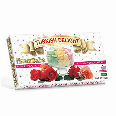 Hazer Baba Rose, Lemon and Mint Turkish Delight Carton 454g