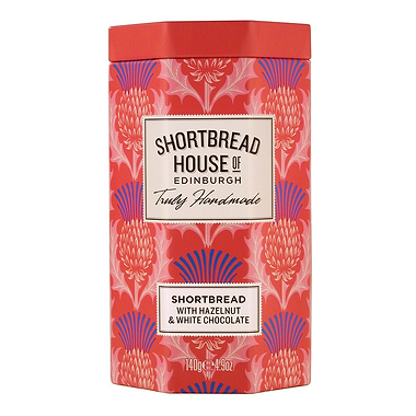 Shortbread House of Edinburgh Hazelnut White Chocolate Octagon Tin 140g