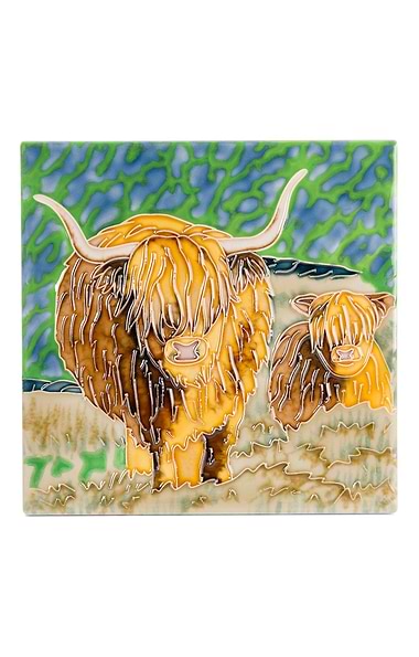 Large Painted Ceramic Tile
