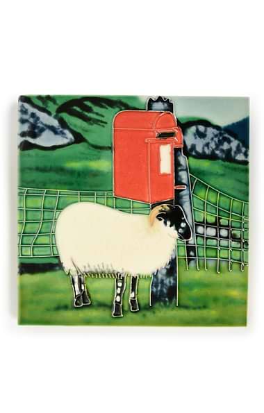Large Painted Ceramic Tile