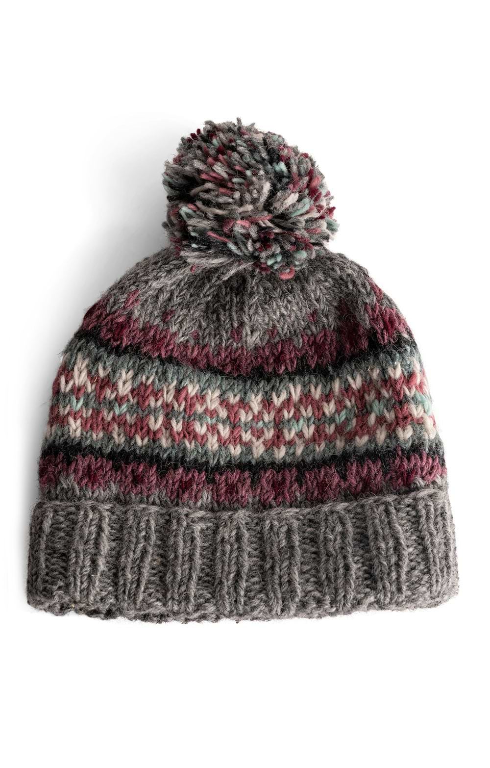 Ladies Pachamama Pure Wool Wharfdale Bobble Beanie, Multi House - Main Image