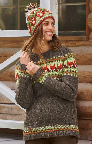 Ladies Pachamama Pure Wool Fox Jumper