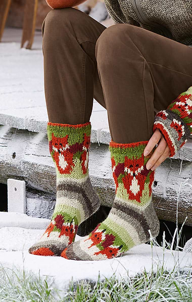 Ladies Pachamama Pure Wool Fox Sofa Socks