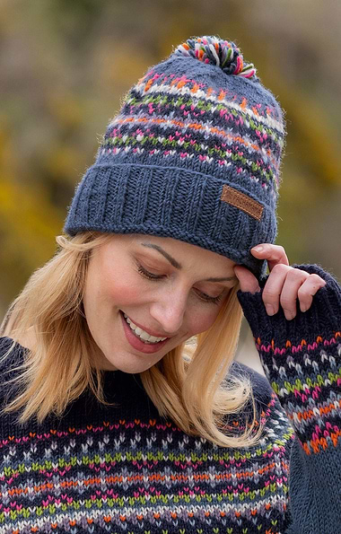 Ladies Pachamama Pure Wool Iona Bobble Beanie
