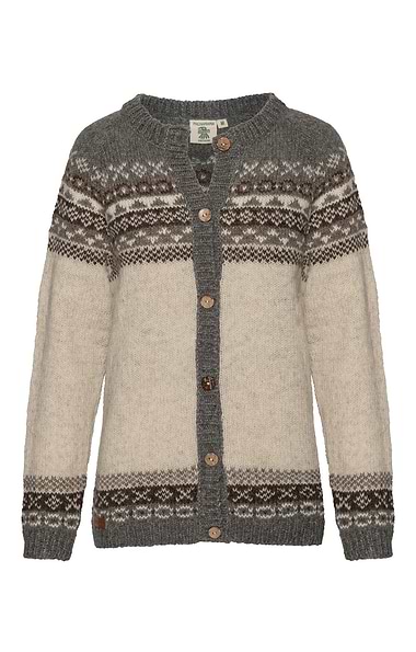 Ladies Pachamama Pure Wool Classic Fairisle Cardigan