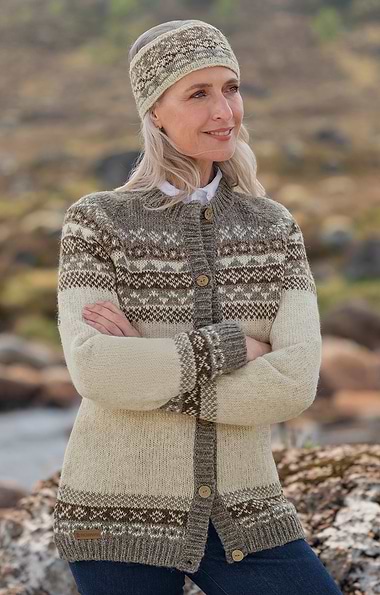 Ladies Pachamama Pure Wool Classic Fairisle Cardigan