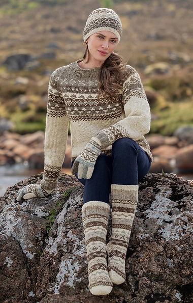 Ladies Pachamama Pure Wool Classic Fairisle Long Socks