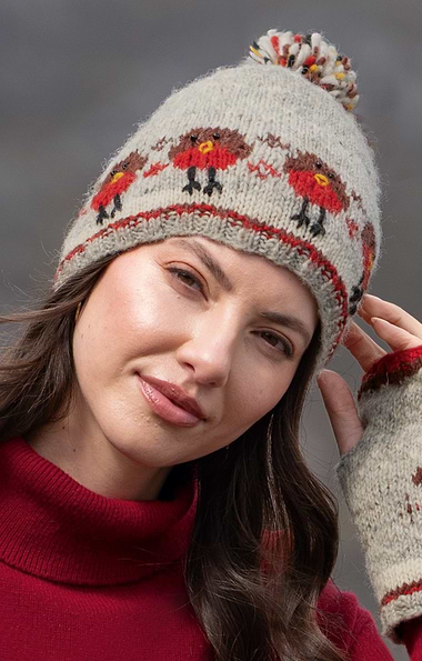 Ladies Pachamama Pure Wool Robin Bobble Beanie