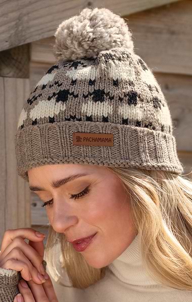 Ladies Pachamama Pure Merino Sheep Bobble Beanie