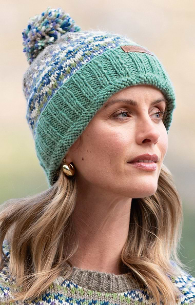 Ladies Iona Roll Back Bobble Beanie