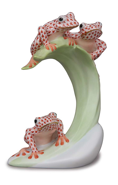 Herend Three Frogs on a Leaf