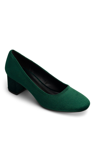 Ladies Velvet Block Heel Court Shoes