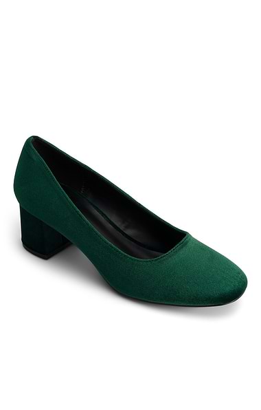 Ladies Velvet Block Heel Court Shoes