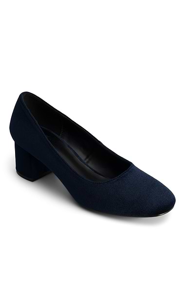 Ladies Velvet Block Heel Court Shoes