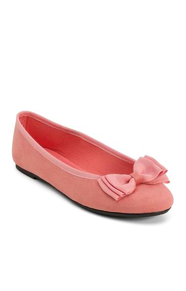 Ladies Suede Touch Bow Pump