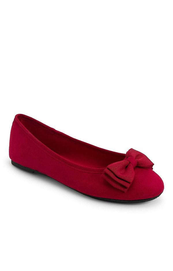 Ladies Suede Touch Bow Pump