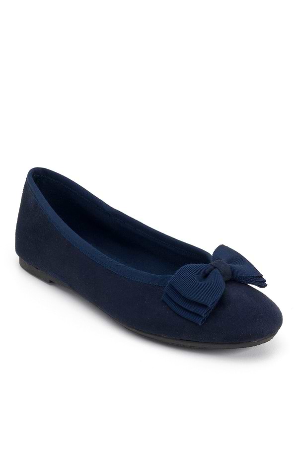 Ladies Suede Touch Bow Pump