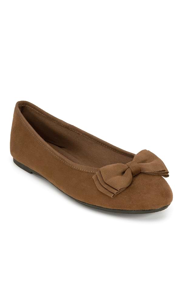 Ladies Suede Touch Bow Pump